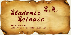 Mladomir Malović vizit kartica
